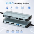 thumbnail image 2 of VILINICE USB C Hub, 9-in-1 USB C Dock Laptop Docking Station with 1080P HDMI, RJ45 Ethernet Multiport Adapter with Charging, USB 3.0, SD/TF Card Reader, Compatible with MacBook/PC/USB-C Devices, 2 of 10