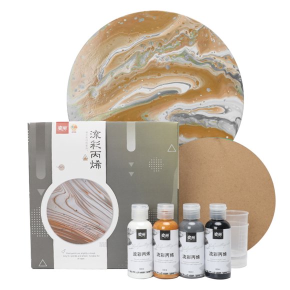 Amdohai Acrylic Pouring Paint Set of 4 Bottles (2oz/60ml) Bottles High Flow Liquid Acrylic Paint for Canvas Wood Stone Glass Tile Paper