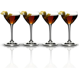 His & Hers Stainless Steel Martini Bar Glass Set with Hard Carry Case