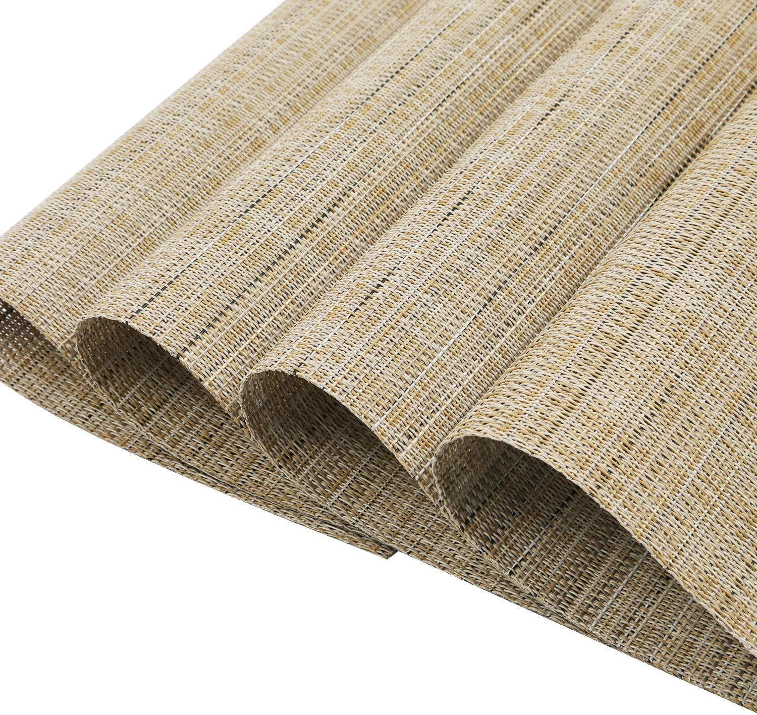 Round Table Placemats Set of 4 Wedge Shape Placemat Woven Vinyl Place Mats Heat Resistant Wipe Clean Dining Table Mats Home Table Decor (4, Tan)
