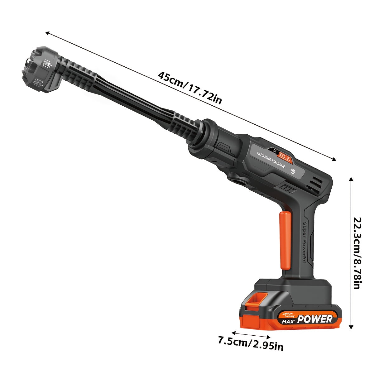 Wireless car pressure washer gun high speed motor multiple nozzles portable with battery and water hose