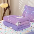 thumbnail image 6 of Manfei Sparkling Stars Print Zipper Twin Comforter Sets with Fitted Sheet and 2 Pillowcases,Gradient Lavender Galaxy Zipper Bedding Set,Colorful Stars Reversible,4pcs, 6 of 8