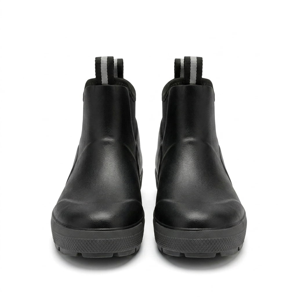 YUCHANG Men's Rain Boots,Deck Boots for Men,Outdoor Rubber Fishing Garden Waterproof Ankle Rain Boots with High Traction(Black,10.5)