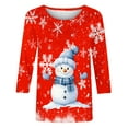 thumbnail image 5 of Darzheoy Womens Christmas Tops Mid-Length 3/4 Sleeve Lightweight Fall Winter Round Neck Hoodless Sweatshirts Printed Pullover Solid Color Graphic Loose Loungewear Blouses, 5 of 5