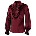 thumbnail image 6 of Medieval Men Shirt Victorian Shirt Stand Collar Ruffle Jabot Gothic Mens Shirt, 6 of 10