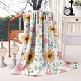 thumbnail image 2 of White Sunflower Colorful Flower Pattern Blanket,Comfortable Soft Lamb Wool Throw Blanket,All Season,Warm Lightweight Blankets for Sofa Bed Couch Living Room Chair,60"x80", 2 of 4