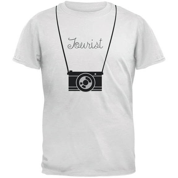 Tourist Hanging Camera White Youth T-Shirt - Youth X-Large