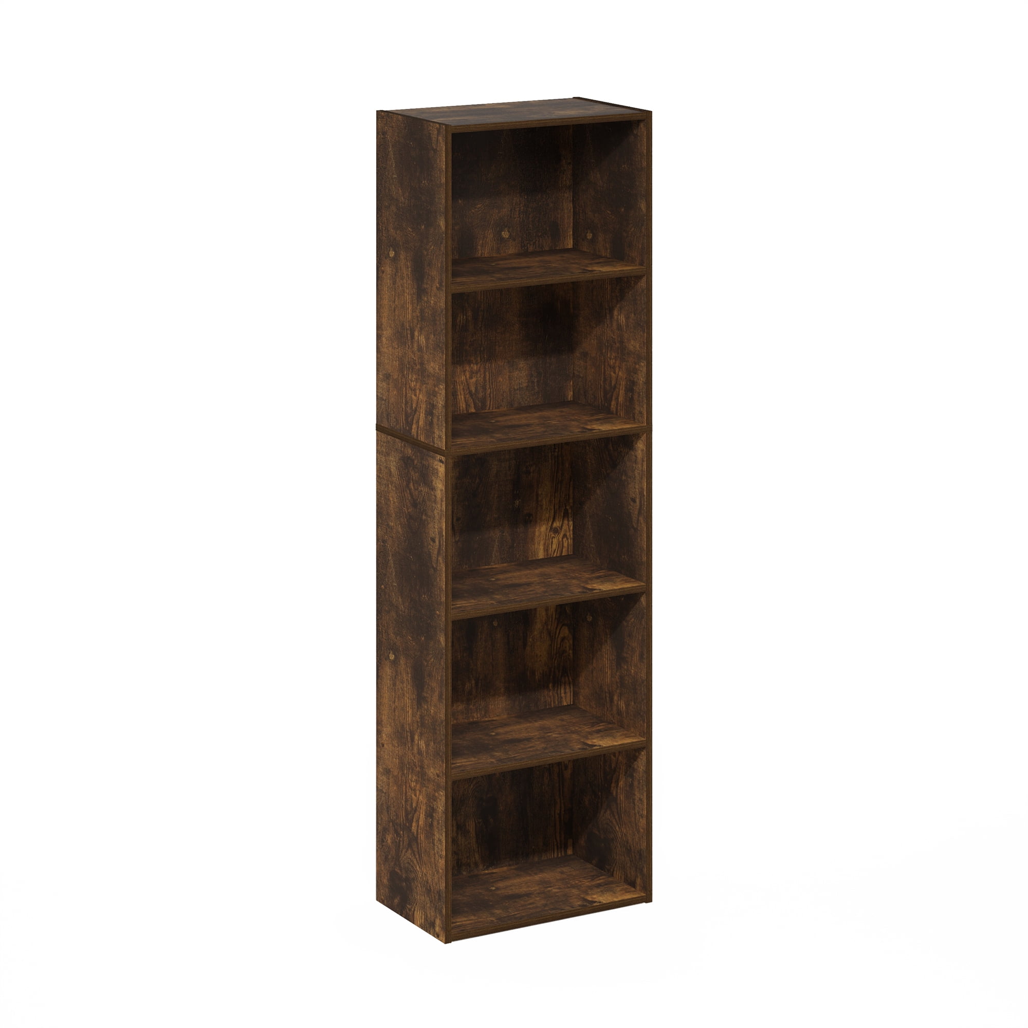 Furinno LUDER 5-Tier Reversible Color Open Shelf Bookcase in Amber Pine