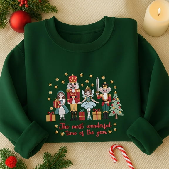 The Most Wonderful Time Of The Year Embroidered Sweatshirt, Christmas Nutcracker Ballet Embroidery Shirt, Merry Christmas Shirt, Winter Gift