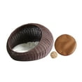 thumbnail image 3 of balikha Cat Basket Bed Cat House Imitation Rattan Kitten Sleeping Bed All Seasons with Removable Cushion Round Small Dog Bed Cat Nest dark brown, 3 of 9