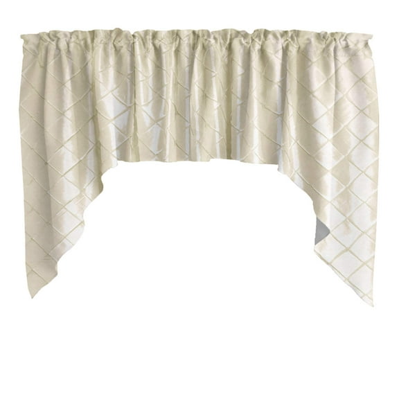 Cross-Stitch Diamond Pattern Pintuck Taffeta Swag Valance Curtain Window Treatment Kitchen Home Décor 72" Wide / 36" Tall