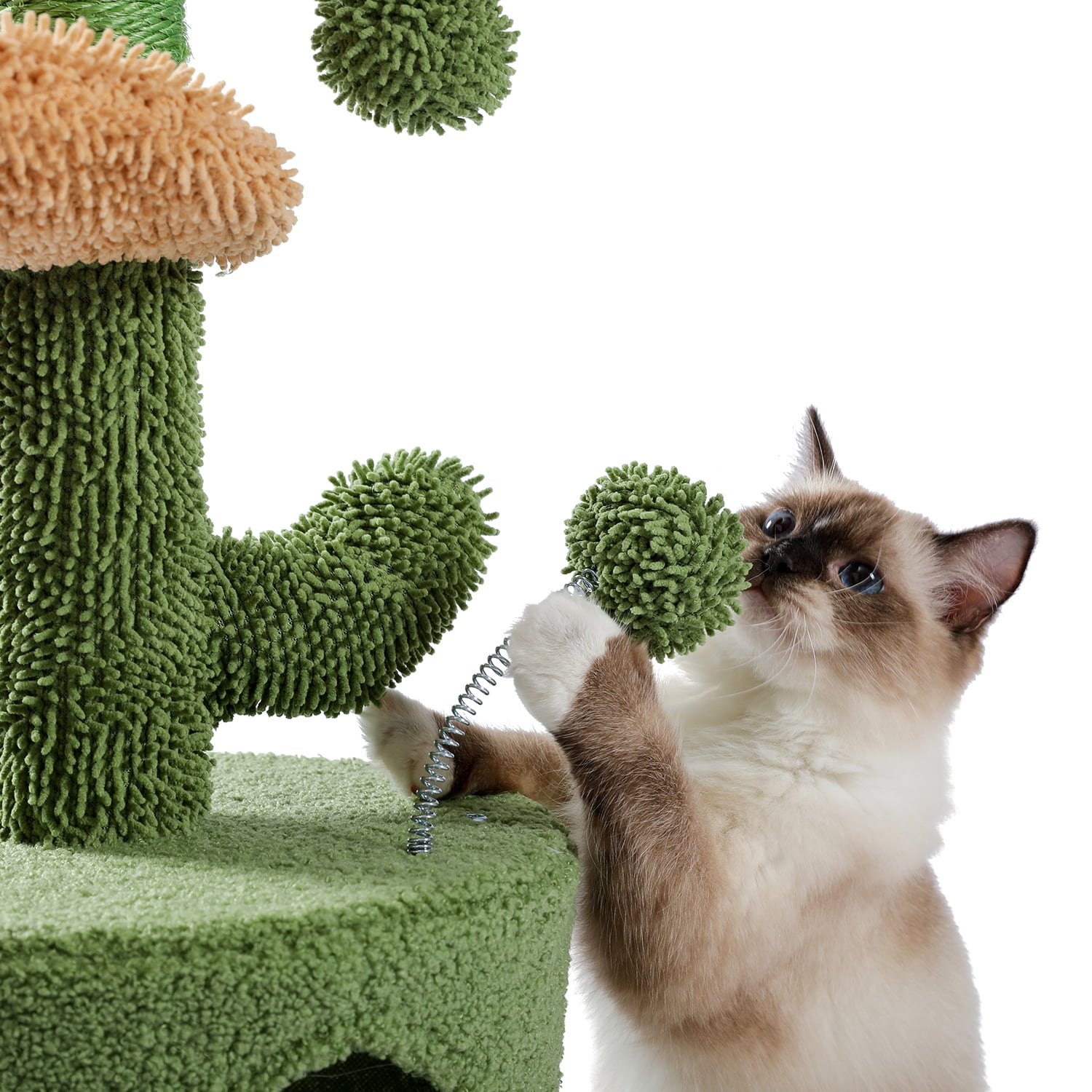 Canddidliike Cactus Cat Tree Bed Plush Perches with Fluffy Balls and Scratching Post Canddidliike Cactus Cat Tree Bed Plush Perches with Fluffy Balls and Scratching Post