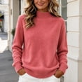 thumbnail image 7 of CBASIHI Womens Sweater Mock Neck Casual Knitted Long Sleeve Fall Sweater for Women Watermelon Red L, 7 of 7
