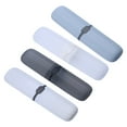 thumbnail image 1 of 4pcs Portable Toothbrush Case Plastic Travel Brush Box Toothbrush Toothpaste Storage Holder Toothbrush Protective Cover (White, Gray-blue, Transparent Black, Transparent White,1pc for Each Color), 1 of 8