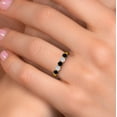 thumbnail image 4 of Gem Stone King 18K Yellow Gold Plated Silver Black Diamond and White Moissanite Wedding-Bands Ring for Women | 0.83 Cttw | Round 3.5MM | Gemstone April Birthstone | Size 7, 4 of 7
