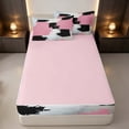 thumbnail image 4 of Erosebridal Oil Painting Zipper Full Size Comforter Sets with Fitted Sheet and 2 Pillowcases, Abstract Patchwork Zipper Bedding Set, Pink Black Gray, Pink Reversible, 4 of 7