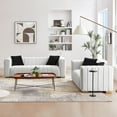 thumbnail image 2 of Williamspace 2 Piece Living Room Sofa Set Modern 3 Seat Couch and Loveseat Sofa with Pillows, Comfy Tufted Velvet Sofa with Round Arm and Glod Metal Legs for Living, Apartment, 3+2 Seat, White, 2 of 7