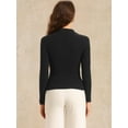 thumbnail image 3 of DARING DIVA Women's Collared Ribbed Knit Long Sleeve  Blouse M Black, 3 of 6