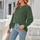 thumbnail image 4 of Blusa verde con cuello redondo y mangas abullonadas para oficina, fiesta y escuela, manga larga y suelta, 4 of 8