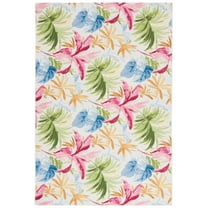 SAFAVIEH Barbados Paul Botanical Indoor/Outdoor Area Rug, Ivory/Green Rust, 9'10" x 12'5"