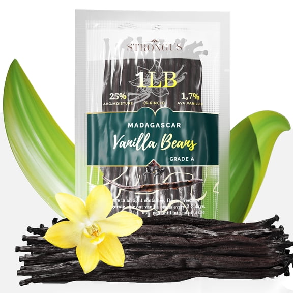 1 LB Madagascar Vanilla Beans - Vacuum Sealed Grade A Vanilla Pods - Rich, Creamy Flavor & Aroma -Great for for Baking, Homemade Extract, Paste, Brewing, Coffee, Cooking