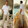 thumbnail image 6 of Xidunhg Men's Linen Pants Casual Beach Summer Pant Elastic Waist Drawstring Lightweight Trousers, 6 of 9