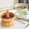 thumbnail image 3 of Double-Layer Snack Box Candy Dish  Pumpkin Shaped Fruit Plate Snacks Storage Tray for Home Wedding Birthday New Years Party(Orange), 3 of 6