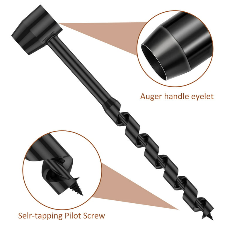 Mtfun Bushcraft Hand Drill Carbon Steel Manual Auger Drill Manual Survival Drill Bit Self-Tapping Survival Wood Punch Tool for Outdoor Camping Hiking
