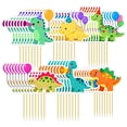 thumbnail image 1 of Juego de adornos para tartas CUXING con diseño de dinosaurio, 48 piezas, para fiesta de cumpleaños, 1 of 7