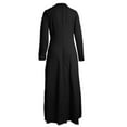 thumbnail image 4 of Vestido liso de mujer con cinturón, manga larga y escote en V profundo, poliéster y spandex, estilo informal y elegante, tallas S-XXXL, 4 of 5