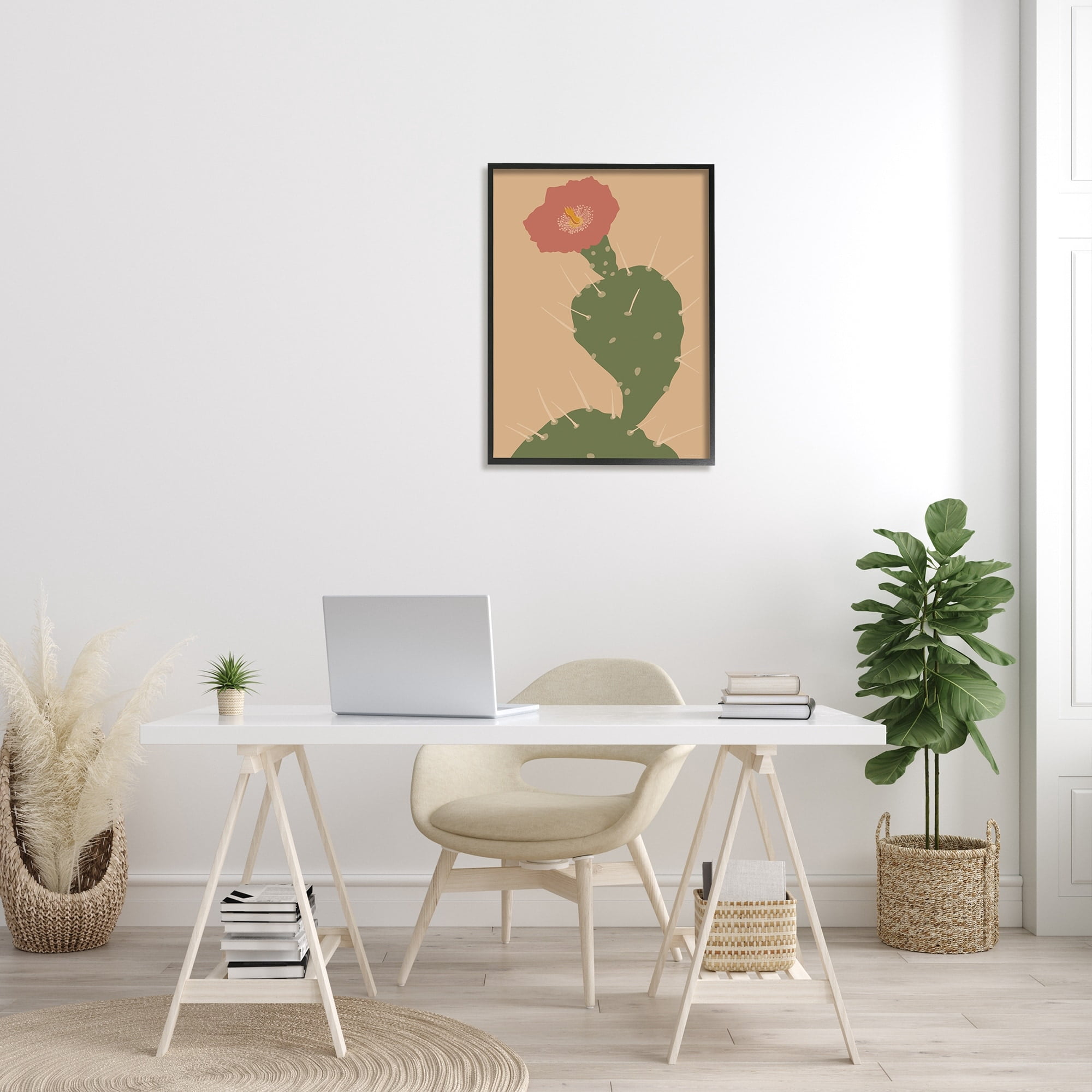 Stupell Industries Prickly Boho Cactus Flower Modern Pictorial Plant Graphic Art Black Framed Art Print Wall Art, Design by Kamdon Kreations