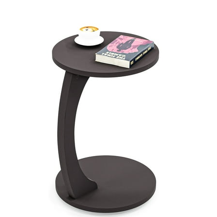 Wheeled C Table Modern Side Table, Mobile Nightstand for Sofa Bedside, Living Room, Bedroom