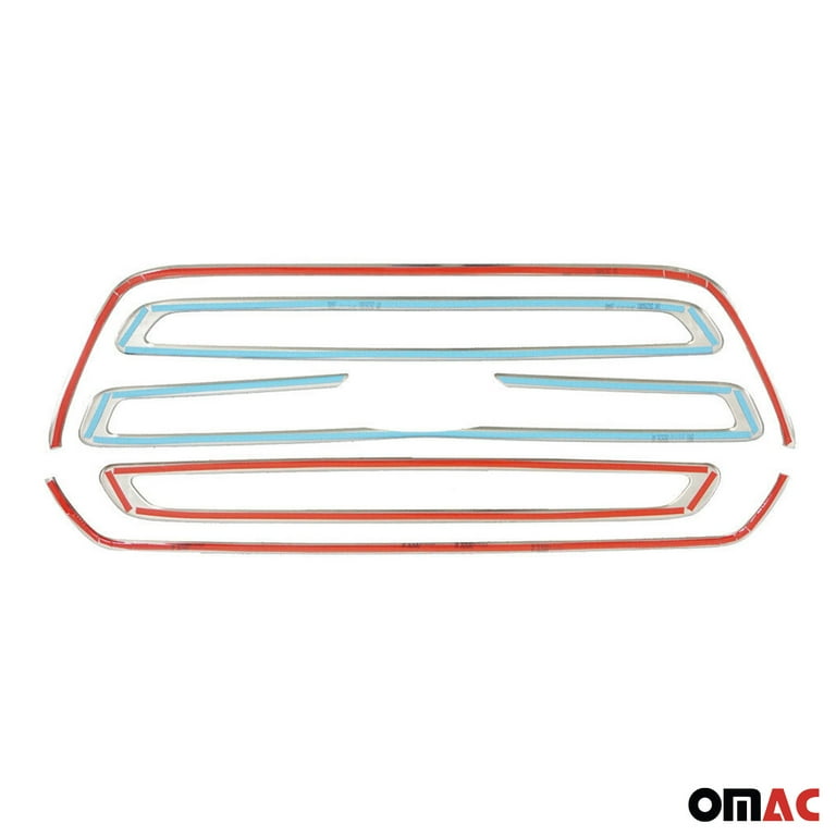 5x Stainless Steel Front Bumper Grill Trim For Ford Transit 150/250/350 (2015-2019) - Chrome Mirror Finish By OMAC-999123