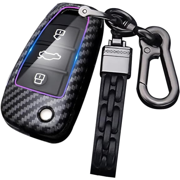 Fit for Audi Key Fob Cover Full Protection Car Key Shell Compatible with Audi A1 A3 Q3 Q7 R8 A6L TT Car Accessories Flip Key Case Holder Carbon Pattern
