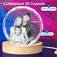 thumbnail image 4 of 3D Crystal Photo Round Shape Innovation Crystal Picture Personalized Gifts with Your Photo Customized Couples Pet Gifts with Colorful Light Base for Mom, Dad, Men, Women, Christmas (Small), 4 of 5