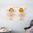 thumbnail image 1 of Educational Tapestry, Cute Little Cartoon Girl Children Body Parts School Science Class, Wall Hanging for Bedroom Living Room Dorm Decor, 60W X 40L Inches, Pale Pink Brown Cream, by Ambesonne, 1 of 2
