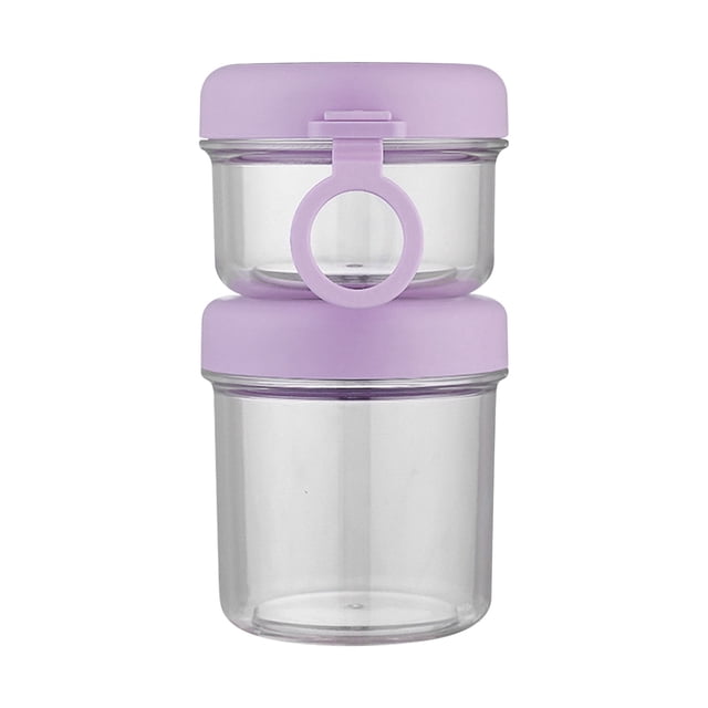 1 Pack Double Layer Breakfast Cup,Insulated Yogurt Container,Breakfast On The Go Cup with Plastic Topping Cereal Oatmeal Cup,Overnight Oats Container for Soup Lunch,Purple(Double Layer)