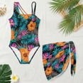thumbnail image 4 of SEANATIVE 17-18 Year Kid Girl Swimsuit with Mesh Skirt Coverup One Piece Bathing Suit Comfortable Stretch Summer Swimwear with Adjustable Strap, Hibiscus Floral Tropical Leaf, 4 of 7