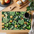 thumbnail image 2 of St. Patrick's Day Placemats Set of 6, Spring Shamrocks Green Love Hats Plants Black Placemats for Dining Table, Place Mats for Kitchen Tabletop, Waterproof Wipeable Dining Table Mats Set, 2 of 9