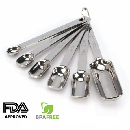 - Heavy Duty Stainless Steel Metal Measuring Spoons for Dry or Liquid, Fits in Spice Jar, Set of 6, I2483