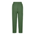 thumbnail image 4 of Mrat Lady Casual Wide Leg Sweatpants Women Summer Pants Casual Solid Color Elastic Waist Linen Pockets Pants Straight Open Pants Army-Green XL, 4 of 6