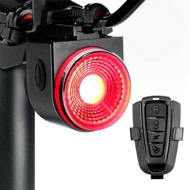 Luz trasera de bicicleta inteligente: Luz de freno trasera de bicicleta, recargable por USB, alarma antirrobo inalámbrica, luz trasera, luces traseras intermitentes LED rojas automáticas, im