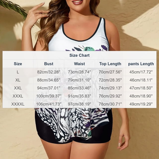 Traje de baño de dos piezas para mujer, trajes de baño para mujer, tankini conservador de talla grande, traje de baño de dos piezas con estampado para mujer