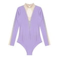 thumbnail image 6 of Zaldita Womens Glittery Gymnastics Latin Dance Leotard Sheer Mesh Keyhole Ballet Bodysuits Top Light Purple XXL, 6 of 6