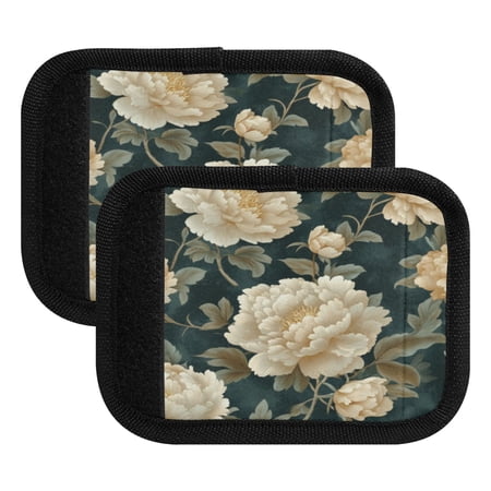 Wobogo Yellowish Peony Luggage Handle Wrap 2Pcs Suitcase Identifier Travel Accessories Affordable Durable Concealed Tag For Airport Leaf