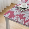 thumbnail image 4 of WYYP Flower Print Peach Waterproof Resistant Fabric Square Tablecloth white, 4 of 7