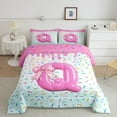 thumbnail image 2 of Erosebridal Initial Letter Q Comforter Sets King Size,Bowtie Pattern Comforters & Duvets,Multicolor Sweet Bedding King Comforter Set For Girls,Breathable Bedroom Decoration Reversible,3-Piece, 2 of 8
