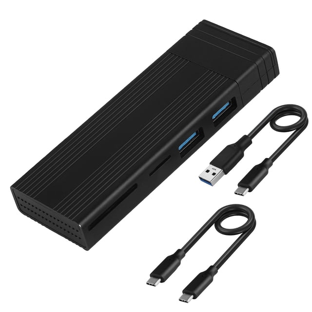 Carcasa M.2 NVMe SATA M-Key (clave B + M) portátil para 2242/2260/2280 Mini carcasa de aleación de aluminio con Cable USB C a C para teléfono portátil , negro Sunnimix Estación de acoplamiento