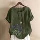 thumbnail image 1 of Xuyuer Womens Linen Tops 2026 Summer Short Sleeve Shirts Loose Crewneck Casual Boho Tops Vintage Embroidered Blouses Loose Short Sleeves, Fashion Blouses for Women, 1 of 5