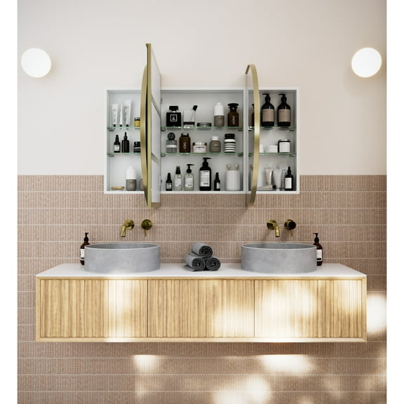 Glass Warehouse Stainless Steel Pill Medicine Cabinet Satin Brass